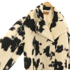 Ameri VINTAGE UND SHADOW FLOWER WOOL COAT S アイボリー ブラック