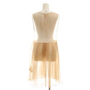 Ameri VINTAGE MARGOT GEL ART DRESS チュールワンピース シアー M ピンクベージュ グリーン /CX