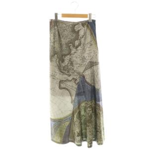 25SS CARTOGRAPHIC PATTERN CUT SKIRT スカート S グレージュ マルチカラー