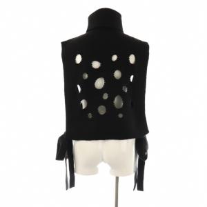 LEINWANDE Cheese Knit Vest ニットベスト プルオーバー サイドリボン タートルネック 黒 /CX