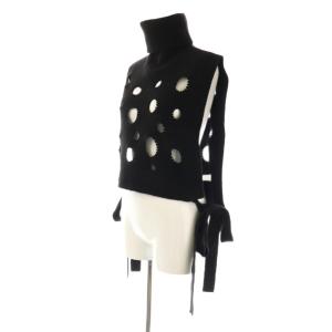 LEINWANDE Cheese Knit Vest ニットベスト プルオーバー サイドリボン タートルネック 黒 /CX
