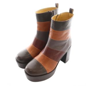 あしながおじさん ショートブーツ 厚底 チャンキーヒール  23?p 茶 ブラウン 1310185 /SS OS