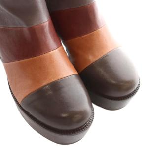 あしながおじさん ショートブーツ 厚底 チャンキーヒール  23?p 茶 ブラウン 1310185 /SS OS