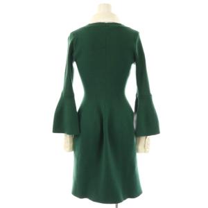 Lily Brown LilyBrown シャツドッキングニットミニワンピース 長袖 フレア F 緑 グリーン 白 ホワイト /AT OS