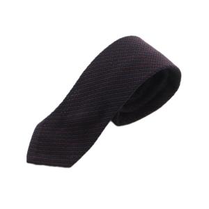 ネクタイ ニットタイ レギュラータイ ウール シルク混 ストライプ柄 紺 赤 /MI OS