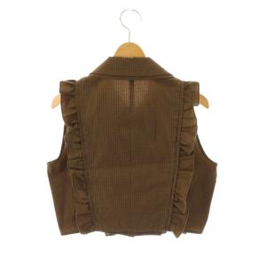 SNIDEL 25SS ノースリーブ クロップド丈 フリルブラウス シャツ チェック F ブラウン 前開き /CX OS