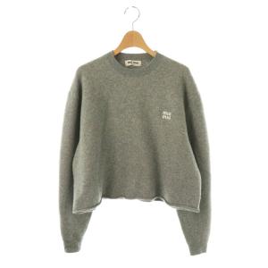 23AW MML804 1XS9 ロゴ刺繍 カシミヤ混 クロップドニット セーター 36 グレー
