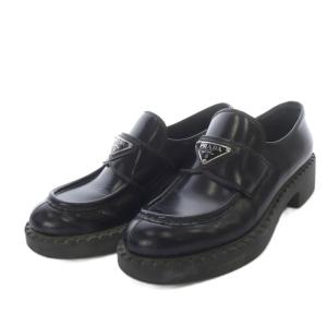 PRADA チョコレート ブラッシュドレザー ローファー 36.5 ブラック
