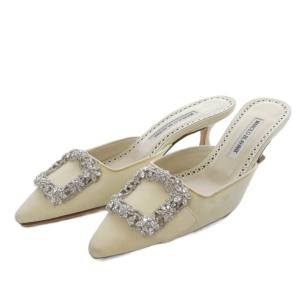 MAYSALE BRIDAL ミュールパンプス サテン 36.5 アイボリー