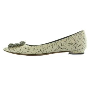 MANOLO BLAHNIK LOVE SCRIPT HANGISI フラットパンプス ラインストーン 36.5