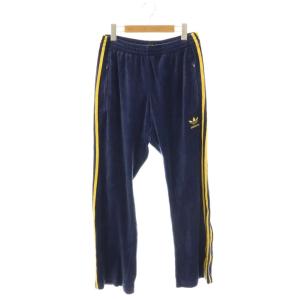 ベロア トラックパンツ ストレート イージー L 紺 黄色 /NR OS