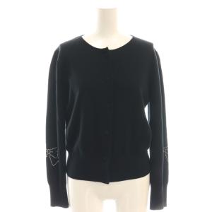 24AW ニットカーディガン ビジュー装飾 40 黒 ブラック /CX OS