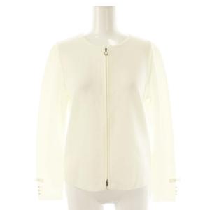 25年製 袖リボン ジップアップ カーディガン ニット 40 ホワイト /DF OS