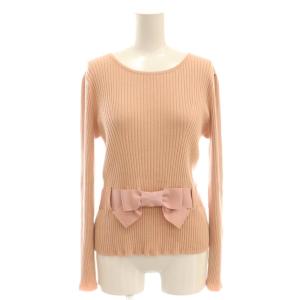 23年製 リボン リブニット セーター 長袖 40 ピンク /AT OS