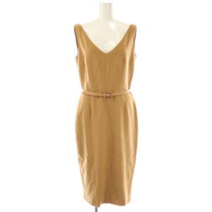 白タグ ワンピース ノースリーブ ミモレ ロング キャメル 38 ベージュ /NR OS