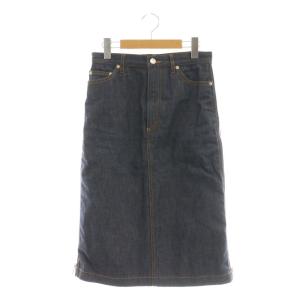 × アーペーセー A.P.C. サイドジッププリーツデニムスカート ロング 34 ネイビー /DF OS