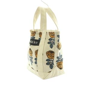 marimekko VIHKIRUUSU ミニ トートバッグ キャンバス 花柄 アイボリー ブラウン 青 ブルー /MI OS