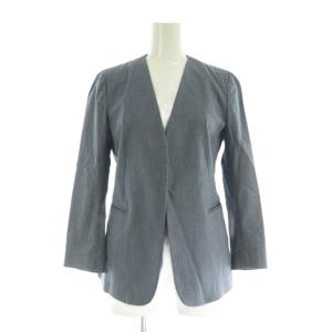 Theory スーツ セットアップ上下 ノーカラージャケット スラックス パンツ 2 ネイビー /MY OS