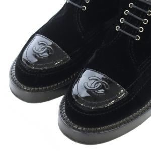 CHANEL 15B ココマーク レースアップ ショートブーツ 37 ブラック G31104