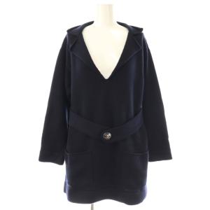 P47679K06042 カシミヤ ベルト付き チュニックニット セーター 38 ネイビー