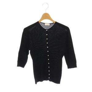 マーセライズドコットンリブ クルーネックカーディガン S 黒 ブラック /CX OS