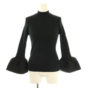 袖フレアボトルネックリブニット カットソー 38 黒 ブラック /AT OS