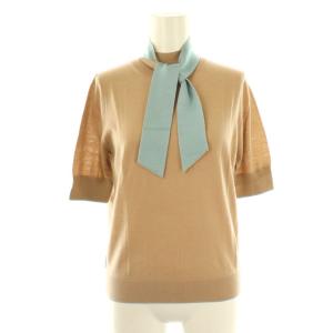 ベルトボトルネックニット セーター 38 ベージュ スモークブルー /ES OS