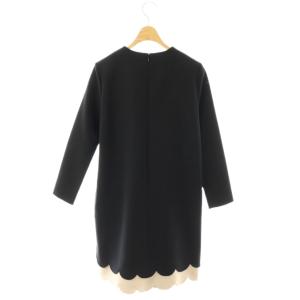 YOKO CHAN YOKOCHAN スカラップクルーネックワンピース バイカラー 38 黒 ブラック ベージュ YCD-117-307 /CX