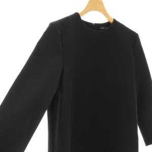 YOKO CHAN YOKOCHAN スカラップクルーネックワンピース バイカラー 38 黒 ブラック ベージュ YCD-117-307 /CX