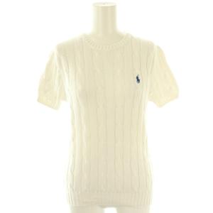 ケーブル編み 半袖ニット セーター S 白 ホワイト /AT OS