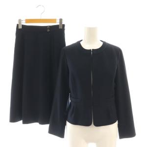 24SS スーツ セットアップ ノーカラージャケット フレアスカート 0 ダークネイビー /DF OS