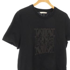 Max Mara TAVERNA プリントTシャツ カットソー 半袖 ブラック /HK OS