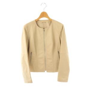 ラムレザーノーカラージャケット 総裏地 36 ベージュ /DO OS