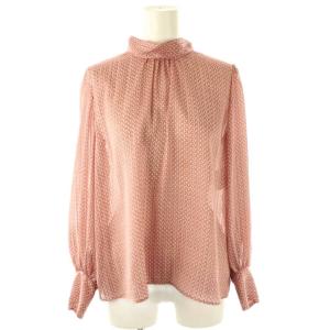 キカストライププリントボウタイブラウス 長袖 スタンドカラー 38 ピンク /AT OS