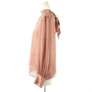 ANAYI キカストライププリントボウタイブラウス 長袖 スタンドカラー 38 ピンク /AT OS