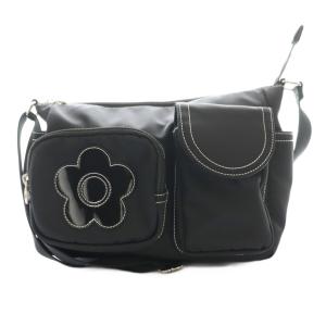 中綿ナイロンポケットデイジー ショルダーバッグ 黒 ブラック /SS OS