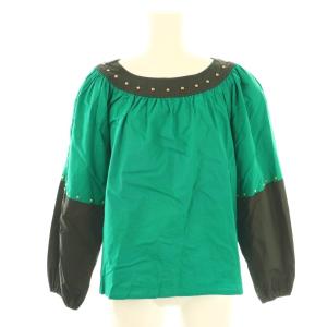 GIVENCHY セットアップ スタッズ ブラウス 長袖 スカート ギャザー 膝丈 6 グリーン /HK OS