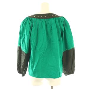 GIVENCHY セットアップ スタッズ ブラウス 長袖 スカート ギャザー 膝丈 6 グリーン /HK OS