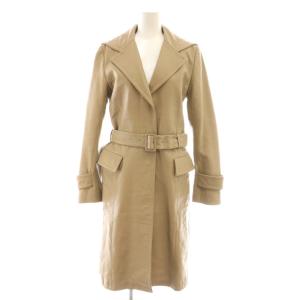ラムレザーコート 羊革 ロング ベルト付き 4 ベージュ /DF OS