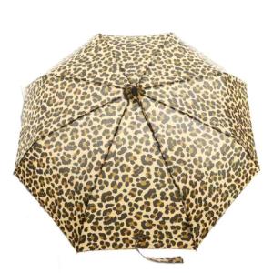 レオパード柄折りたたみ傘 ベージュ 黒 ブラック /SS OS