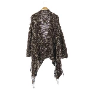 gomme フリンジ ニットジャケット ツイード 茶 ブラウン 白 ホワイト /AT OS