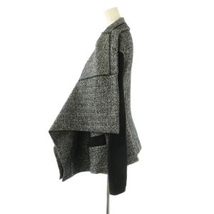 LIMI feu リミフゥ 袖切替 ジャケット ニット アルパカ混 S ブラック ホワイト /ES OS