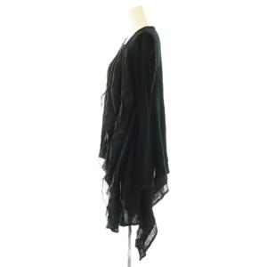 gomme フリル 変形 ダメージ加工 チュニック ニット ブラック /ES OS