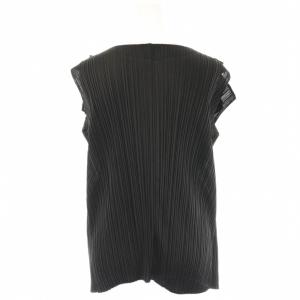PLEATS PLEASE ISSEY MIYAKE イッセイミヤケ 食器柄 食器棚モチーフ ノースリーブ 変形シャツ 3 ブラック グレー