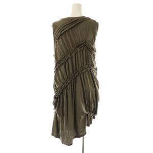 gomme フリル ノースリーブ チュニックワンピース ミニ M カーキ /AT OS