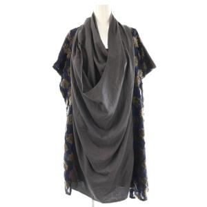 切替変形チュニックワンピース M グレー ネイビー チャコールグレー /DO OS