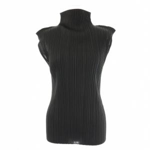 イッセイミヤケ ハイネック カットソー ノースリーブ 3 黒 ブラック /AT OS