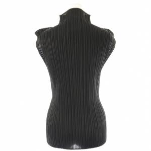 PLEATS PLEASE ISSEY MIYAKE イッセイミヤケ ハイネック カットソー ノースリーブ 3 黒 ブラック /AT OS