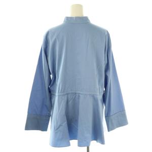 MACPHEE 23AW ソフトコットンサテンペプラムブラウス 36 ライトブルー /DO OS