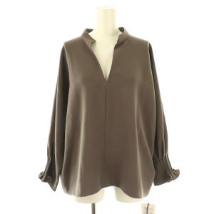 ダブルクロスドルマンブラウス 長袖 スキッパー F グレー /AT OS